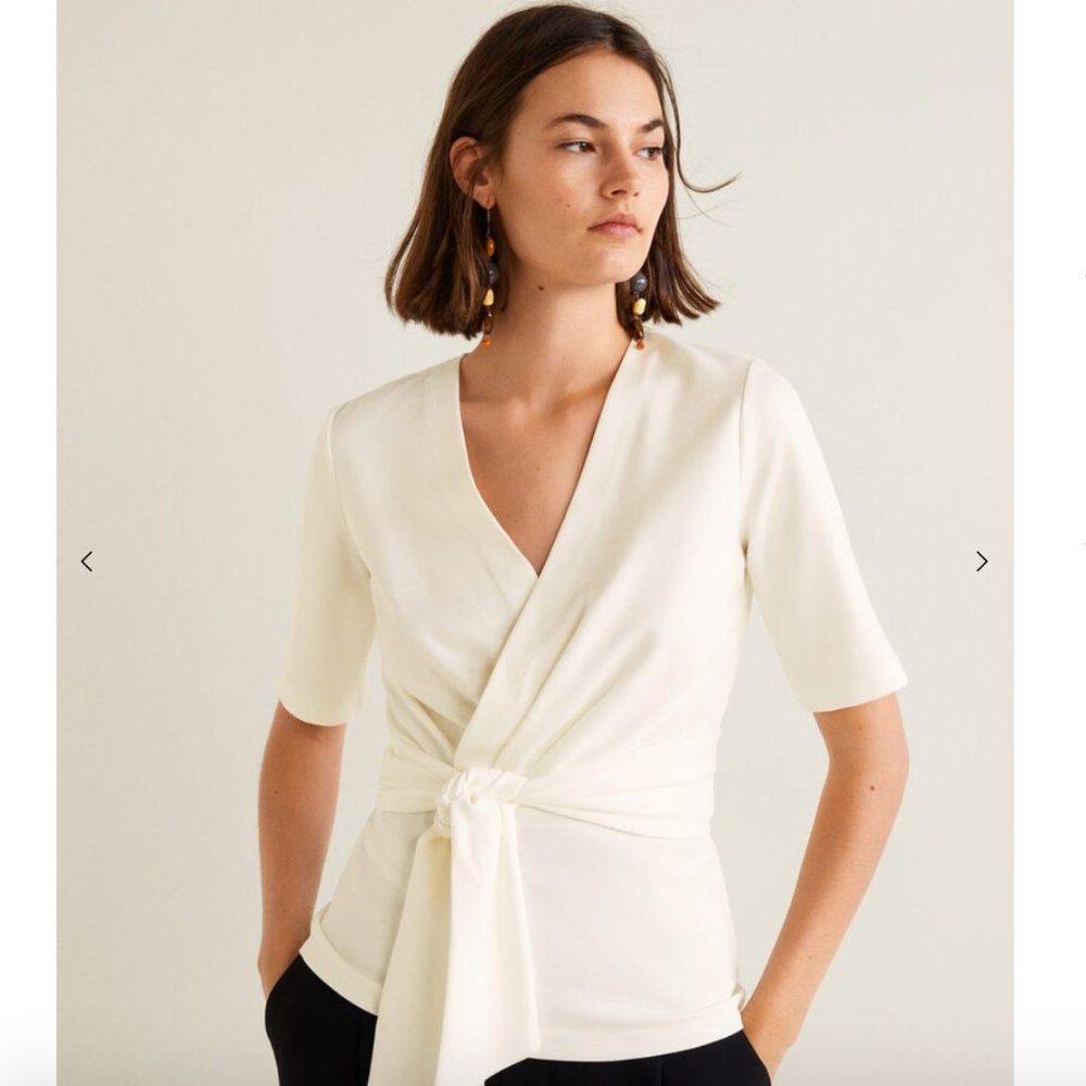 Mango Wrap T-shirt with Tie NWOT